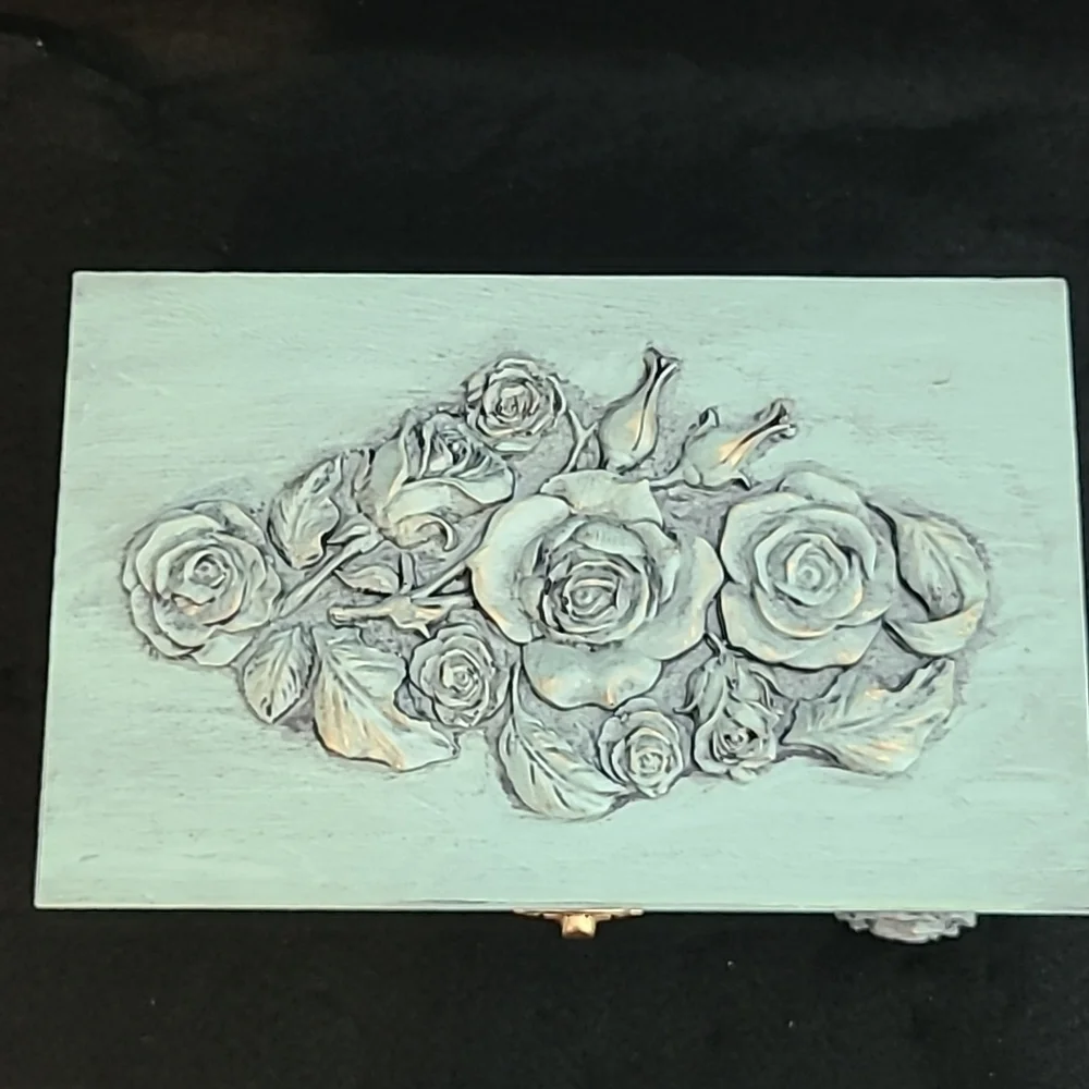 Handcrafted & Decorated Rose Covered WOODEN BOX.